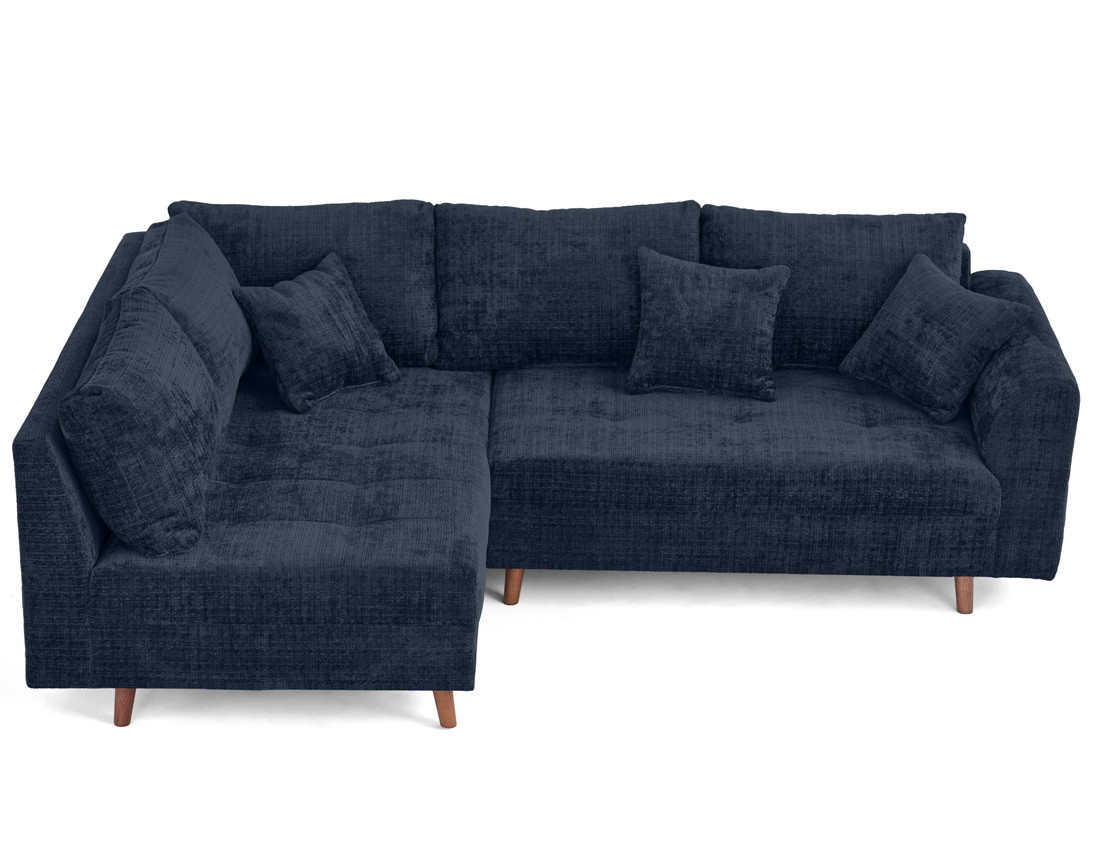 Canapé d'angle gauche 4 places en velours texturé Rune