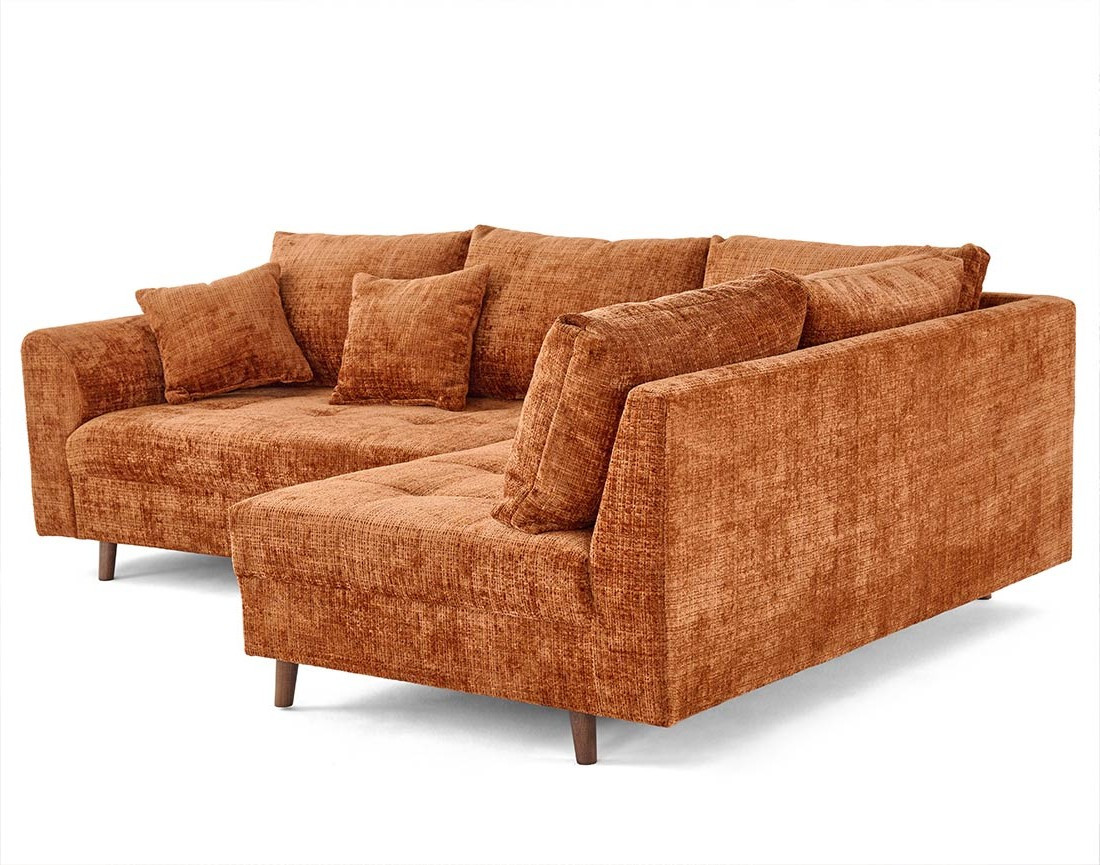 Canapé d'angle droit 4 places en velours texturé Rune