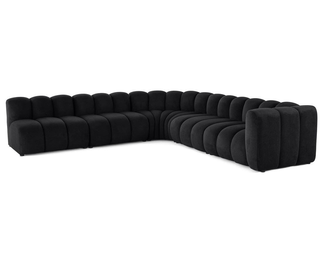 Canapé modulable d'angle gauche 5 places en tissu texturé Debbie