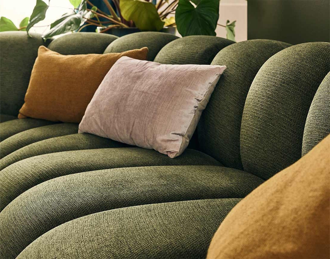 Canapé modulable d'angle gauche 5 places en tissu texturé Debbie