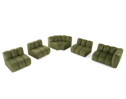 Canapé modulable d'angle gauche 5 places en tissu texturé Debbie