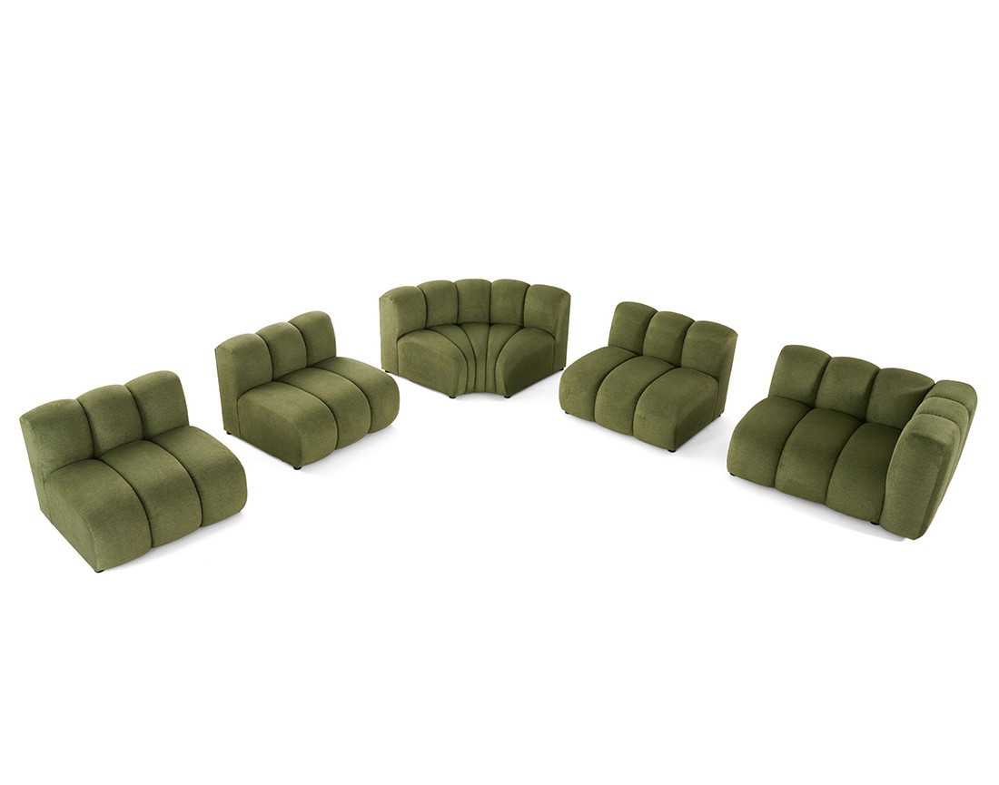 Canapé modulable d'angle gauche 5 places en tissu texturé Debbie