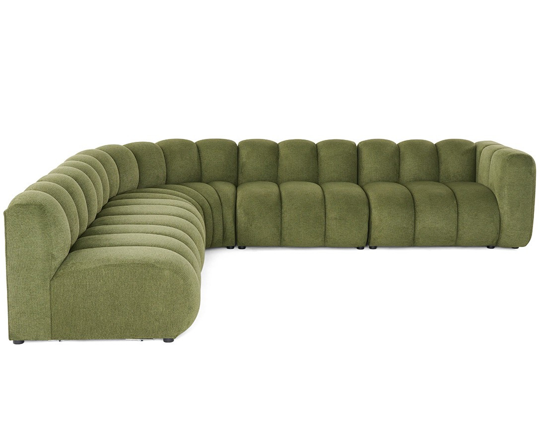 Canapé modulable d'angle gauche 5 places en tissu texturé Debbie