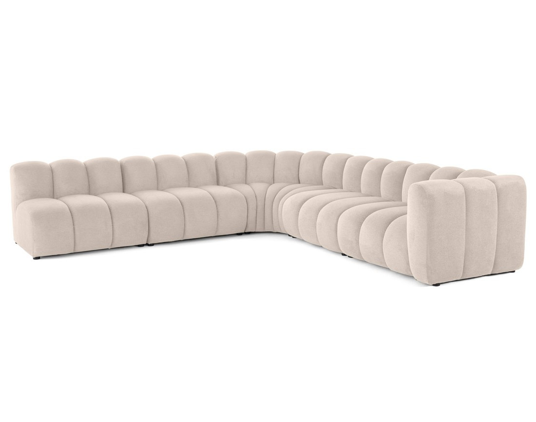 Canapé modulable d'angle gauche 5 places en tissu texturé Debbie Canapé modulable d'angle gauche 5 places en tissu texturé Debbie