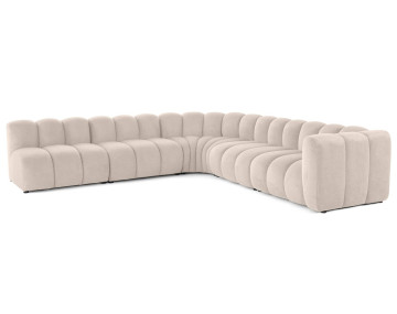Canapé modulable d'angle gauche 5 places en tissu texturé Debbie