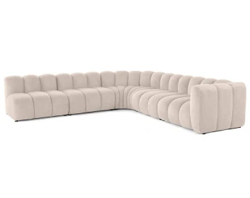 Canapé modulable d'angle gauche 5 places en tissu texturé Debbie