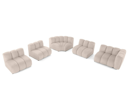 Canapé modulable d'angle gauche 5 places en tissu texturé Debbie