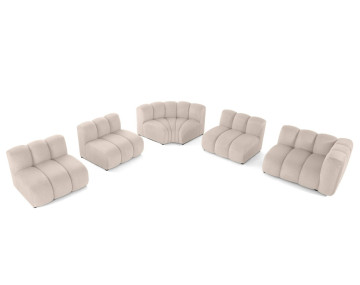 Canapé modulable d'angle gauche 5 places en tissu texturé Debbie