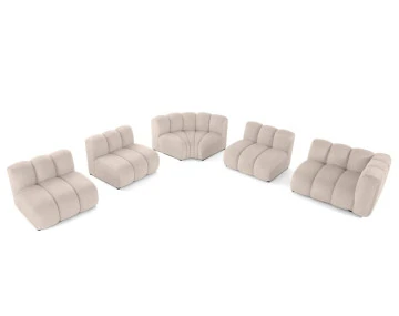 Canapé modulable d'angle gauche 5 places en tissu texturé Debbie