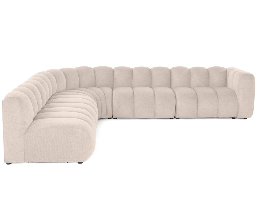 Canapé modulable d'angle gauche 5 places en tissu texturé Debbie Canapé modulable d'angle gauche 5 places en tissu texturé Debbie