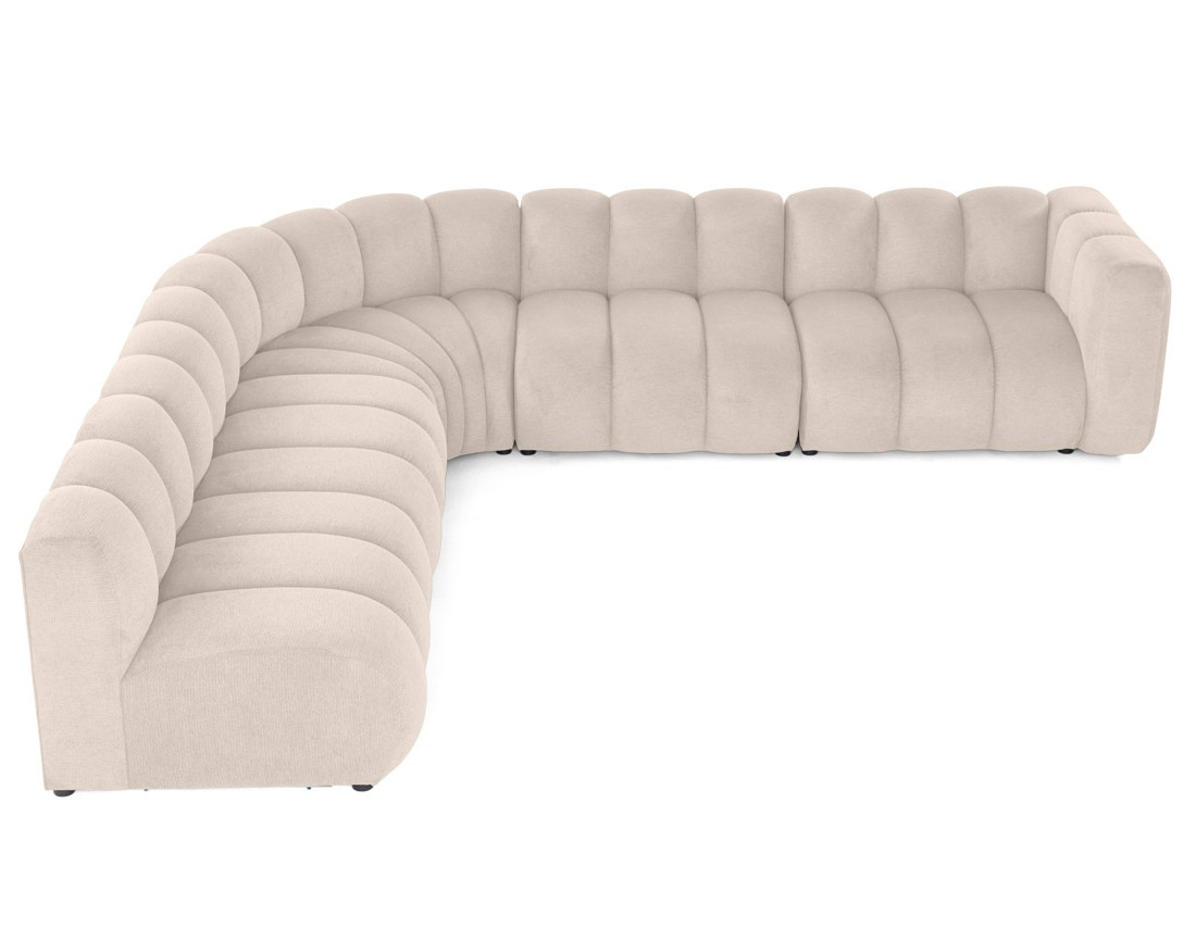 Canapé modulable d'angle gauche 5 places en tissu texturé Debbie Canapé modulable d'angle gauche 5 places en tissu texturé Debbie