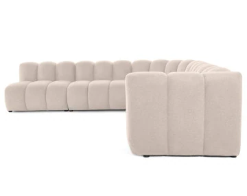 Canapé modulable d'angle gauche 5 places en tissu texturé Debbie