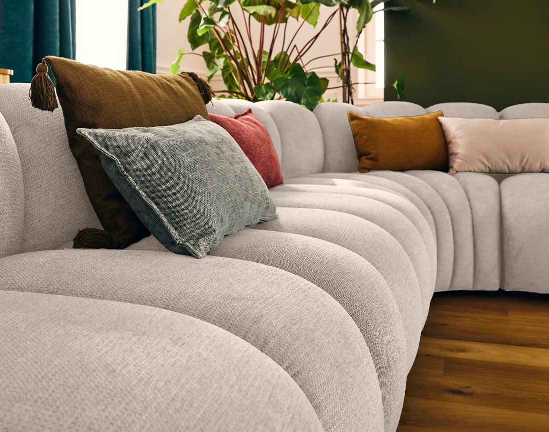 Canapé modulable d'angle gauche 5 places en tissu texturé Debbie Canapé modulable d'angle gauche 5 places en tissu texturé Debbie