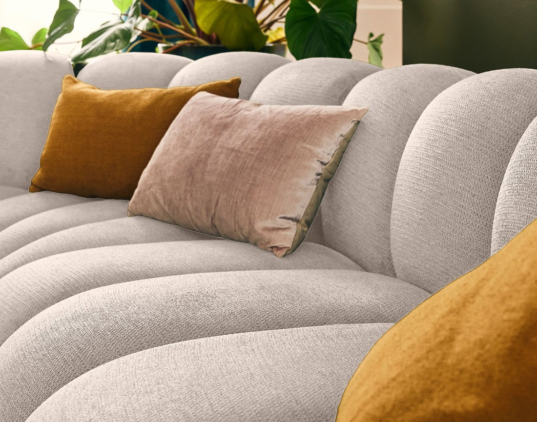 Canapé modulable d'angle gauche 5 places en tissu texturé Debbie Canapé modulable d'angle gauche 5 places en tissu texturé Debbie