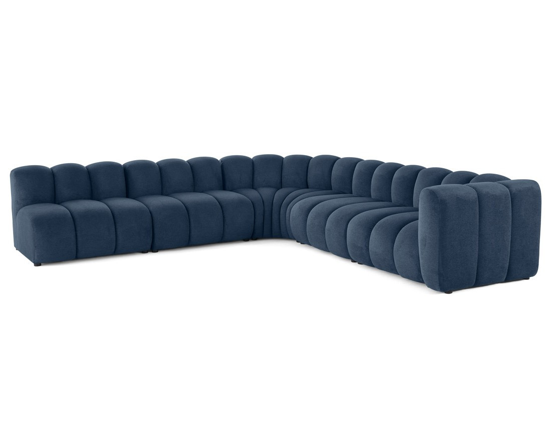 Canapé modulable d'angle gauche 5 places en tissu texturé Debbie