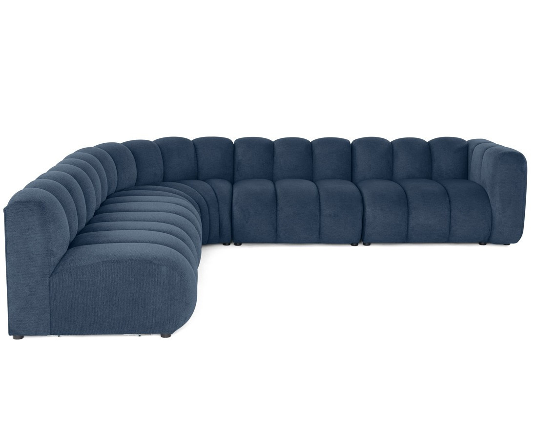 Canapé modulable d'angle gauche 5 places en tissu texturé Debbie