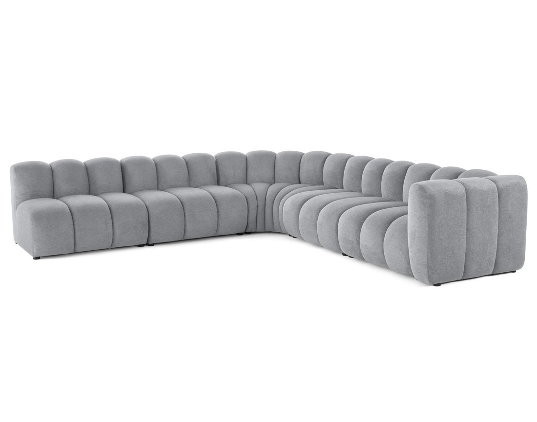 Canapé modulable d'angle gauche 5 places en tissu texturé Debbie Canapé modulable d'angle gauche 5 places en tissu texturé Debbie