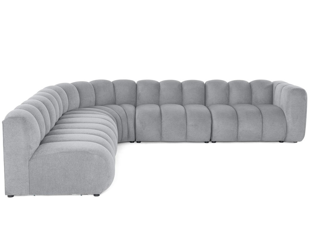 Canapé modulable d'angle gauche 5 places en tissu texturé Debbie Canapé modulable d'angle gauche 5 places en tissu texturé Debbie