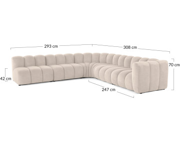 Canapé modulable d'angle gauche 5 places en tissu texturé Debbie