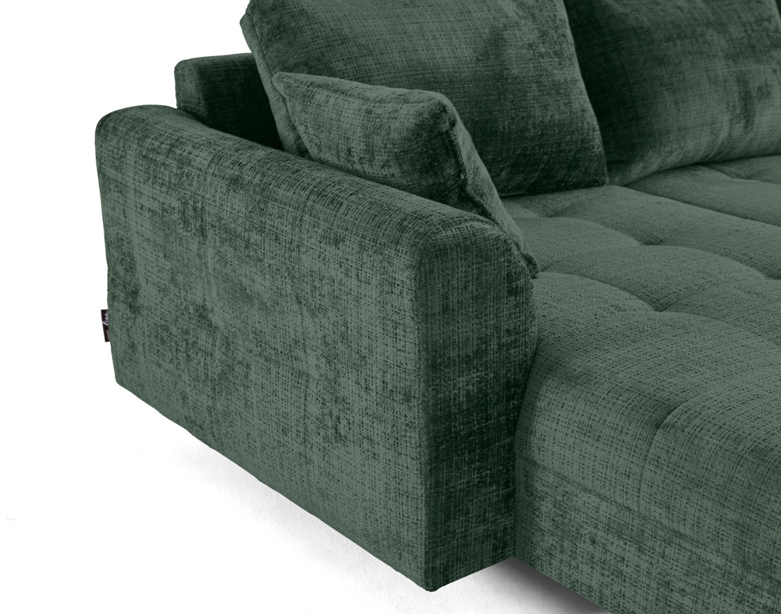 Canapé panoramique d'angle droit 7 places en velours texturé Rune