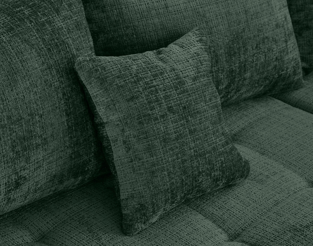 Canapé panoramique d'angle droit 7 places en velours texturé Rune