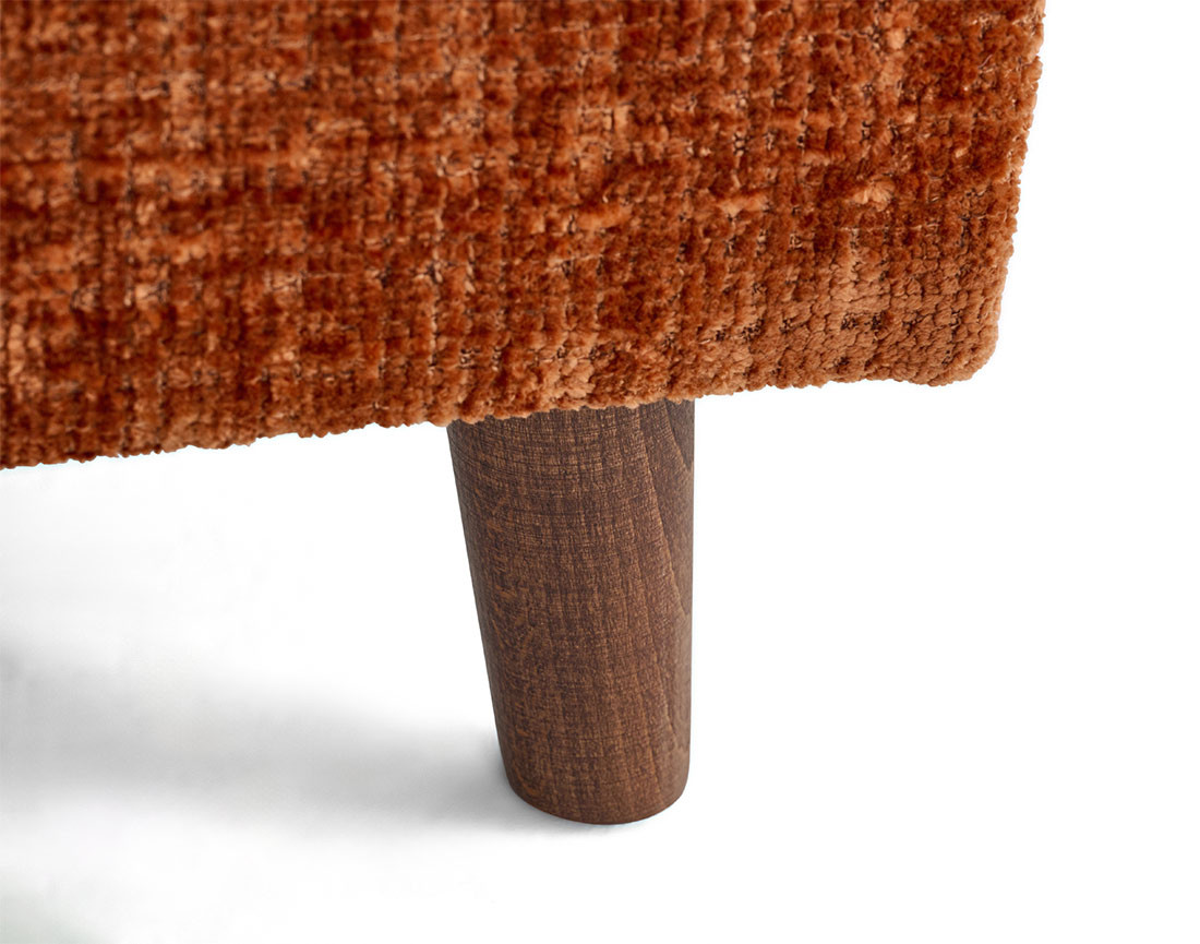 Canapé panoramique d'angle droit 7 places en velours texturé Rune