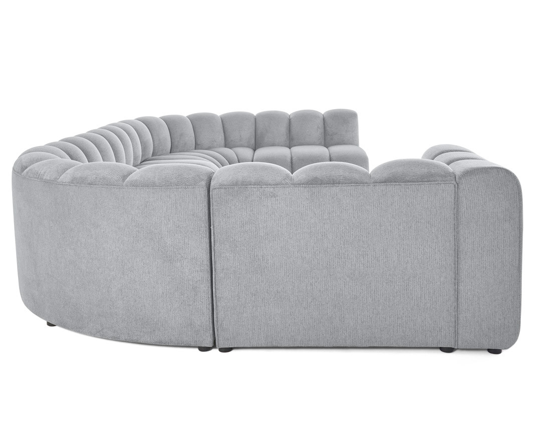 Canapé modulable panoramique d'angle droit 7 places en tissu texturé Debbie Canapé modulable panoramique d'angle droit 7 places en tissu texturé Debbie