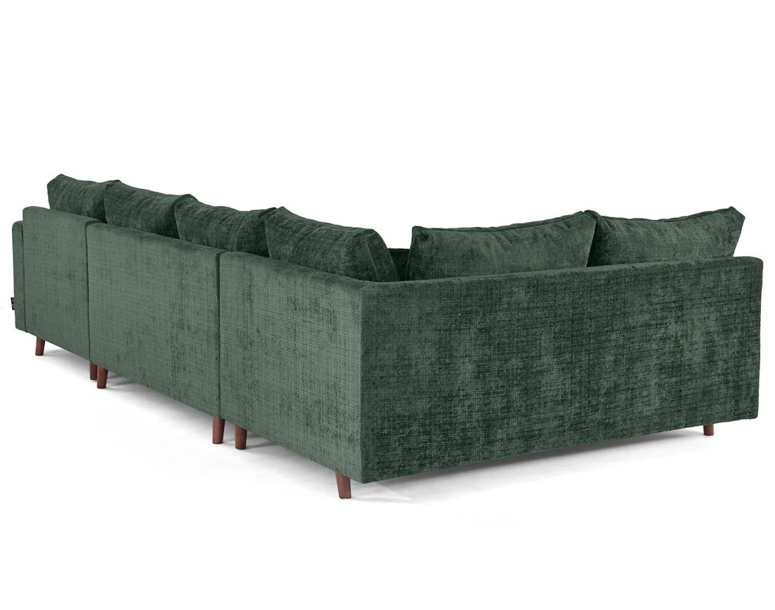 Canapé panoramique d'angle gauche 7 places en velours texturé Rune