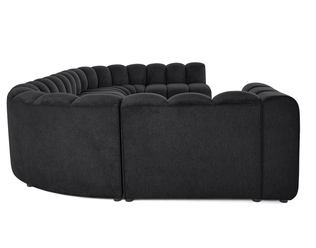 Canapé modulable panoramique d'angle droit 7 places en tissu texturé Debbie Canapé modulable panoramique d'angle droit 7 places en tissu texturé Debbie