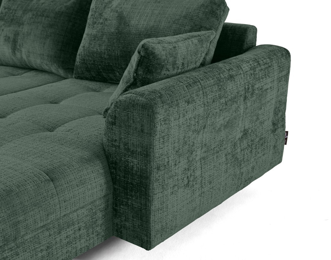 Canapé panoramique d'angle gauche 7 places en velours texturé Rune