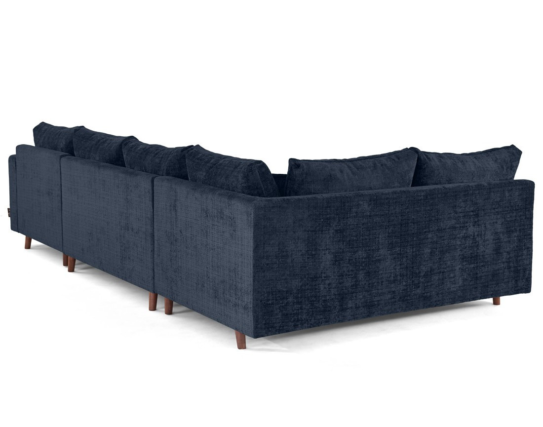 Canapé panoramique d'angle gauche 7 places en velours texturé Rune