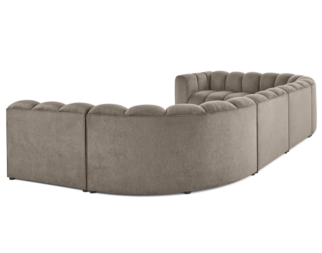 Canapé modulable panoramique d'angle droit 7 places en tissu texturé Debbie