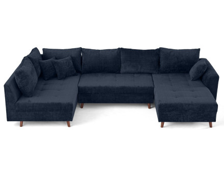 Canapé panoramique d'angle gauche 7 places en velours texturé Rune