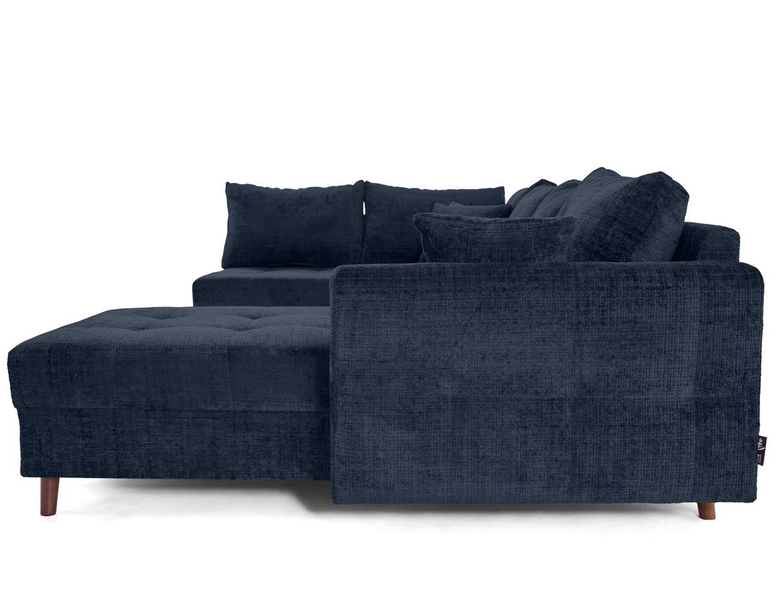 Canapé panoramique d'angle gauche 7 places en velours texturé Rune