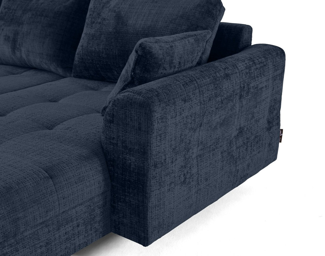 Canapé panoramique d'angle gauche 7 places en velours texturé Rune