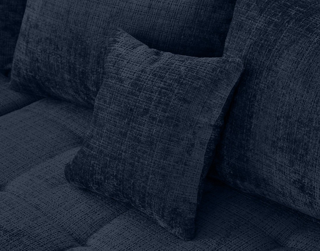 Canapé panoramique d'angle gauche 7 places en velours texturé Rune