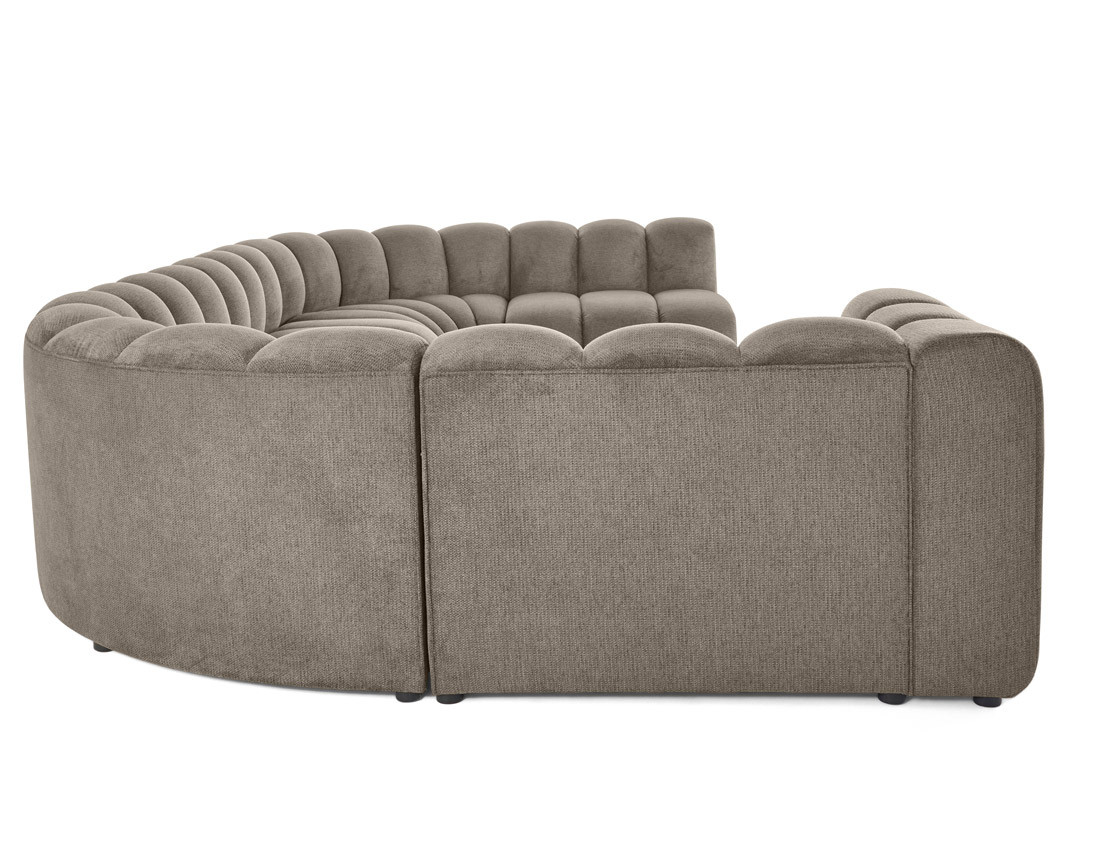 Canapé modulable panoramique d'angle droit 7 places en tissu texturé Debbie