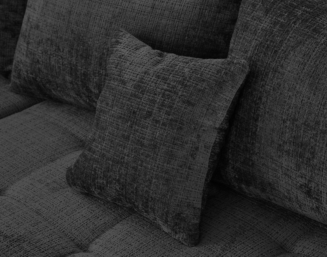 Canapé panoramique d'angle gauche 7 places en velours texturé Rune