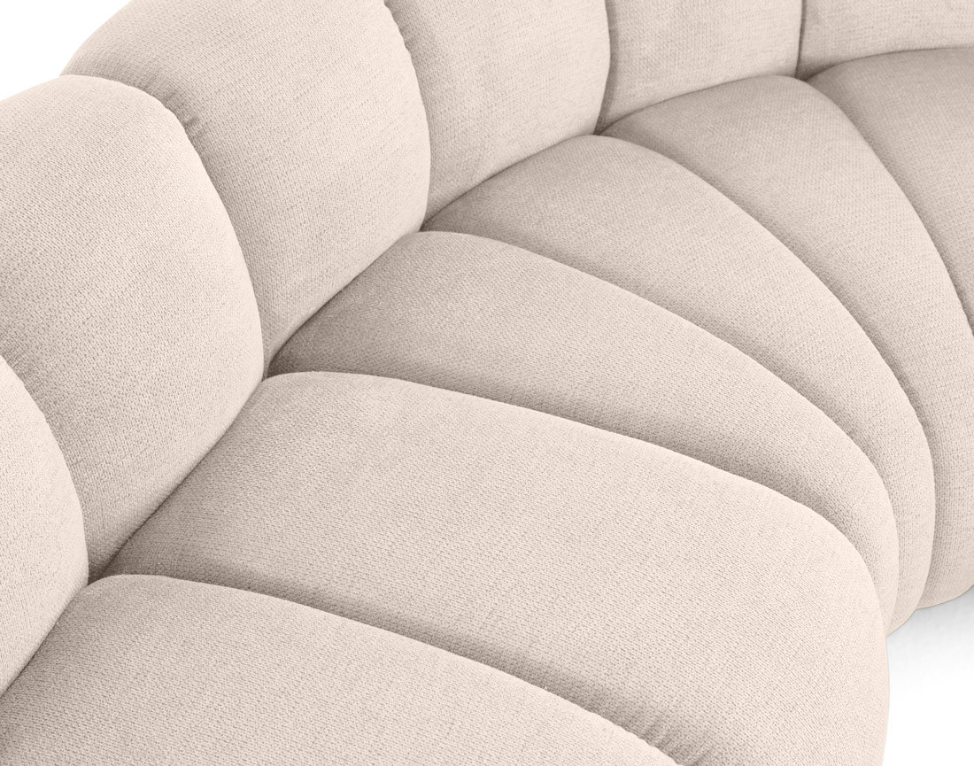 Canapé modulable panoramique d'angle droit 7 places en tissu texturé Debbie