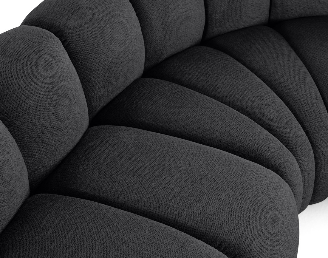 Canapé modulable panoramique d'angle droit 7 places en tissu texturé Debbie Canapé modulable panoramique d'angle droit 7 places en tissu texturé Debbie