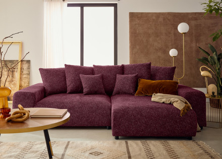 Canapé d'angle réversible convertible coffre en tissu moucheté Spice