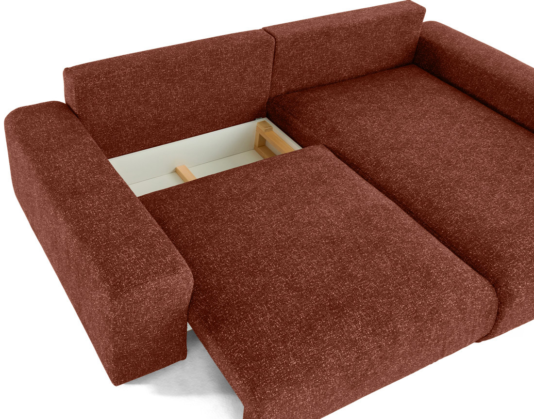 Canapé d'angle réversible convertible coffre en tissu moucheté Spice