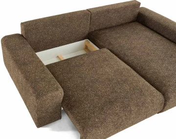 Canapé d'angle réversible convertible coffre en tissu moucheté Spice