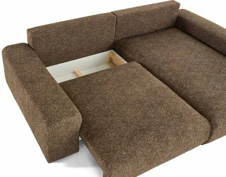 Canapé d'angle réversible convertible coffre en tissu moucheté Spice