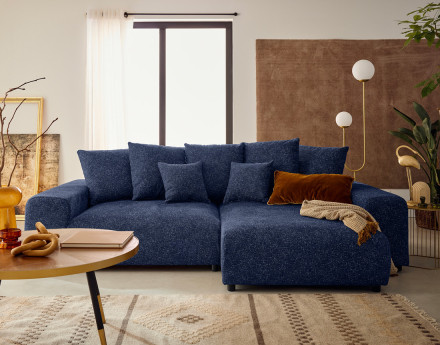 Canapé d'angle réversible convertible coffre en tissu moucheté Spice