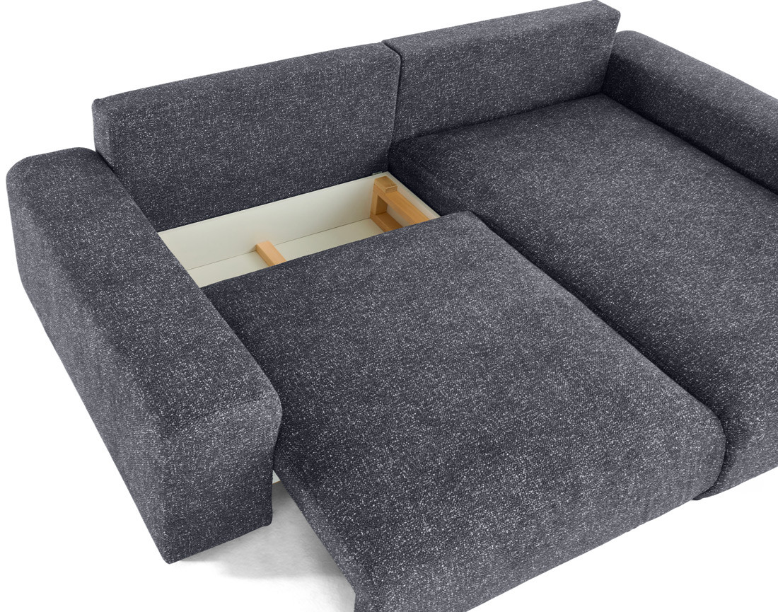 Canapé d'angle réversible convertible coffre en tissu moucheté Spice