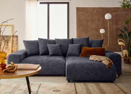Canapé d'angle réversible convertible coffre en tissu moucheté Spice