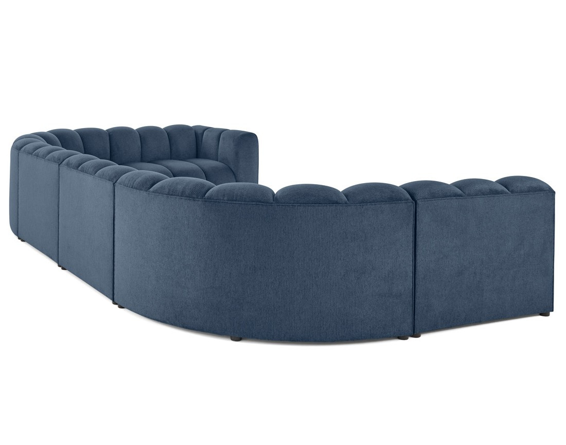 Canapé modulable panoramique d'angle gauche 7 places en tissu texturé Debbie