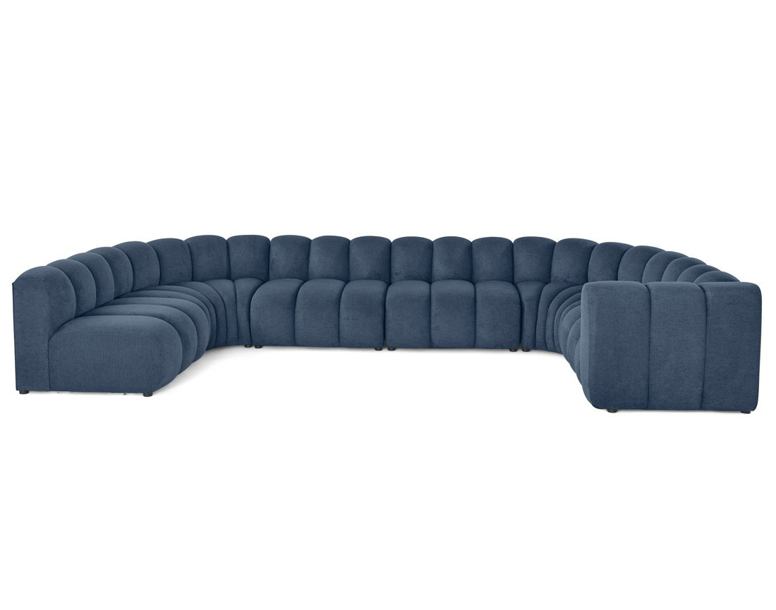 Canapé modulable panoramique d'angle gauche 7 places en tissu texturé Debbie