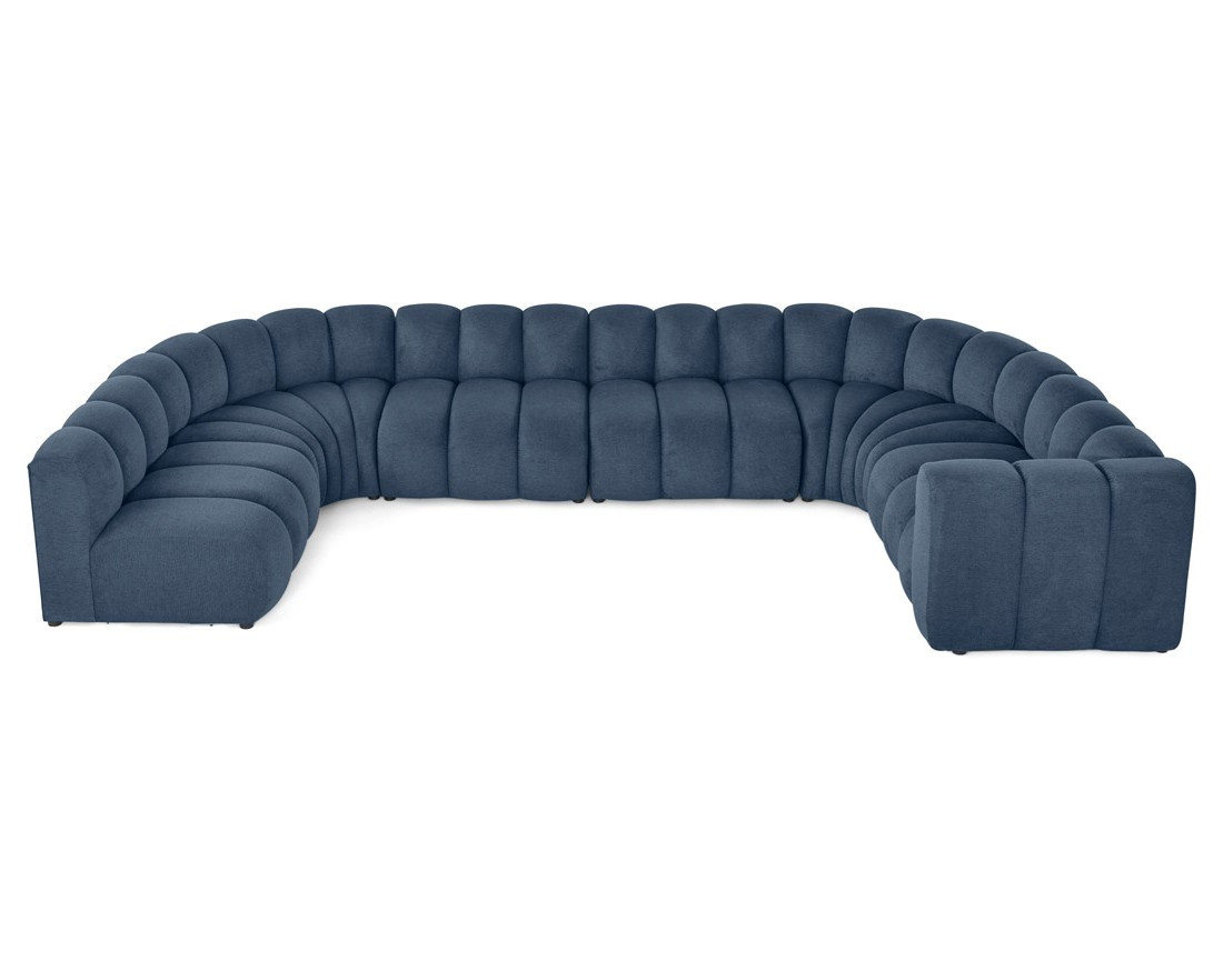 Canapé modulable panoramique d'angle gauche 7 places en tissu texturé Debbie